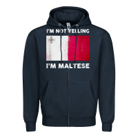 Navy i'm not yelling i'm maltese shirt  malta flag t shirt Zipper Hoodie - linhVisuals