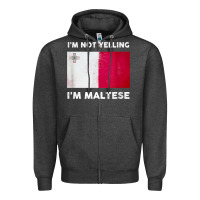Charcoal Heather i'm not yelling i'm maltese shirt  malta flag t shirt Zipper Hoodie - linhVisuals