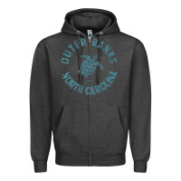 Charcoal Heather jcombs outer banks, nc, sea turtle hoodie Zipper Hoodie - linhVisuals
