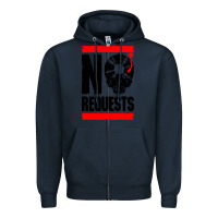 Navy no requests dj turntable vinyl record Zipper Hoodie - linhVisuals