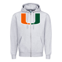Heather Grey miami hurric Zipper Hoodie - linhVisuals