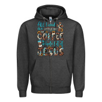 Charcoal Heather all i need is a little bit of coffee and o whole lot of jesus Zipper Hoodie - JahusDesignShop