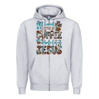 Heather Grey all i need is a little bit of coffee and o whole lot of jesus Zipper Hoodie - JahusDesignShop