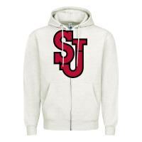Oatmeal Heather st. john's red Zipper Hoodie - linhVisuals