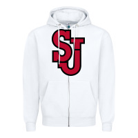 White st. john's red Zipper Hoodie - linhVisuals