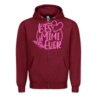 Burgundy best mimi ever Zipper Hoodie - linhVisuals