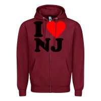 Burgundy i love nj Zipper Hoodie - linhVisuals