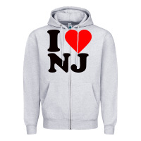 Heather Grey i love nj Zipper Hoodie - linhVisuals