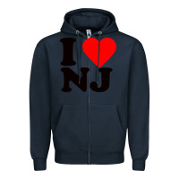 Navy i love nj Zipper Hoodie - linhVisuals