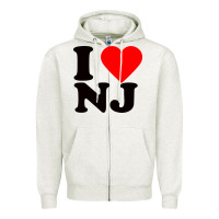 Oatmeal Heather i love nj Zipper Hoodie - linhVisuals