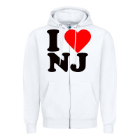 White i love nj Zipper Hoodie - linhVisuals