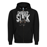 Black EMBRACE THE SUCK VINTAGE Zipper Hoodie - linhVisuals