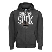 Charcoal Heather EMBRACE THE SUCK VINTAGE Zipper Hoodie - linhVisuals