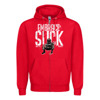 Red EMBRACE THE SUCK VINTAGE Zipper Hoodie - linhVisuals