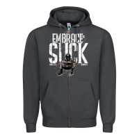 Smoke EMBRACE THE SUCK VINTAGE Zipper Hoodie - linhVisuals