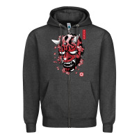 Charcoal Heather darth oni Zipper Hoodie - linhVisuals