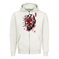Oatmeal Heather darth oni Zipper Hoodie - linhVisuals