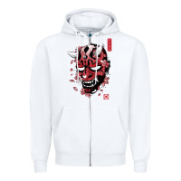White darth oni Zipper Hoodie - linhVisuals