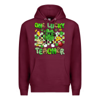 Burgundy one lucky teacher Premium Hoodie - Artiststas