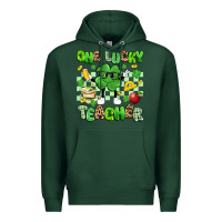 Sports Green one lucky teacher Premium Hoodie - Artiststas