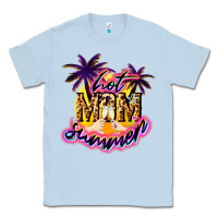 Dusty Blue Hot mom summer mother' say Classic Tee - HowdyJamesFarm