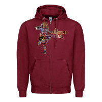 Burgundy Jethro Tull Zipper Hoodie - linhVisuals