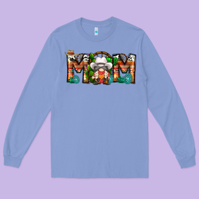 Mom Cowboy Gnome Long Sleeve Tee Designed By Cowhidedigitalart