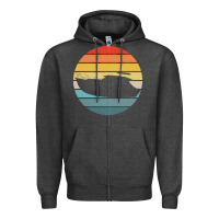 Charcoal Heather boat t  shirt boat trip silhouette on a distressed retro sunset produc Zipper Hoodie - linhVisuals