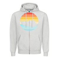 Dove Grey boat t  shirt boat trip silhouette on a distressed retro sunset produc Zipper Hoodie - linhVisuals