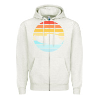 Oatmeal Heather boat t  shirt boat trip silhouette on a distressed retro sunset produc Zipper Hoodie - linhVisuals