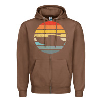 Chestnut boat t  shirt boat trip silhouette on a distressed retro sunset produc Zipper Hoodie - linhVisuals