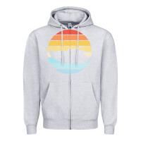 Heather Grey boat t  shirt boat trip silhouette on a distressed retro sunset produc Zipper Hoodie - linhVisuals