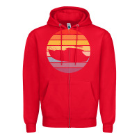 Red boat t  shirt boat trip silhouette on a distressed retro sunset produc Zipper Hoodie - linhVisuals