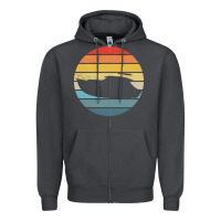 Smoke boat t  shirt boat trip silhouette on a distressed retro sunset produc Zipper Hoodie - linhVisuals