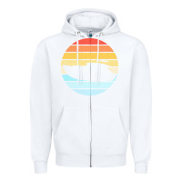White boat t  shirt boat trip silhouette on a distressed retro sunset produc Zipper Hoodie - linhVisuals