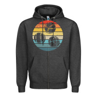 Charcoal Heather bocce ball t  shirt bocce ball silhouette on a distressed retro sunset Zipper Hoodie - linhVisuals
