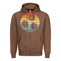 Chestnut bocce ball t  shirt bocce ball silhouette on a distressed retro sunset Zipper Hoodie - linhVisuals