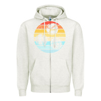 Oatmeal Heather bocce ball t  shirt bocce ball silhouette on a distressed retro sunset Zipper Hoodie - linhVisuals