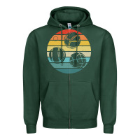 Sports Green bocce ball t  shirt bocce ball silhouette on a distressed retro sunset Zipper Hoodie - linhVisuals