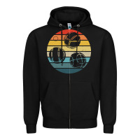 Black bocce ball t  shirt bocce ball silhouette on a distressed retro sunset Zipper Hoodie - linhVisuals