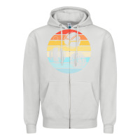 Dove Grey bocce ball t  shirt bocce ball silhouette on a distressed retro sunset Zipper Hoodie - linhVisuals