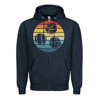 Navy bocce ball t  shirt bocce ball silhouette on a distressed retro sunset Zipper Hoodie - linhVisuals