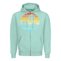 Seafoam bocce ball t  shirt bocce ball silhouette on a distressed retro sunset Zipper Hoodie - linhVisuals