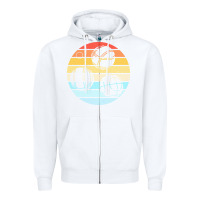 White bocce ball t  shirt bocce ball silhouette on a distressed retro sunset Zipper Hoodie - linhVisuals