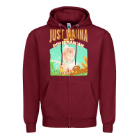 Burgundy pommeranian t  shirt dog owner, just wanna pet my pommeranian & drink Zipper Hoodie - linhVisuals