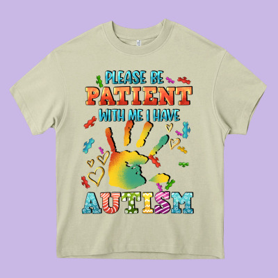Please Be Patient With Me I Have Autism Heavy Core Tee Designed By Cowgirlartshop