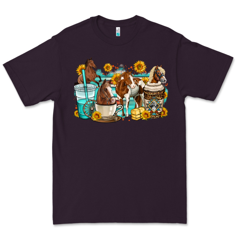 Horses Coffee Cups Premium Tee by OliviaCreatesArt | Teevron