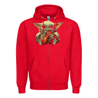 Red baby yoda hug violin [tb] Zipper Hoodie - linhVisuals