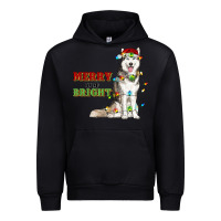 Black Merry And Bright Husky Urban Hoodie - RanaPortraitStore