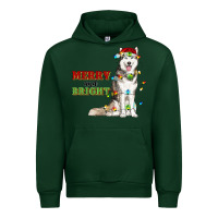 Forest Green Merry And Bright Husky Urban Hoodie - RanaPortraitStore